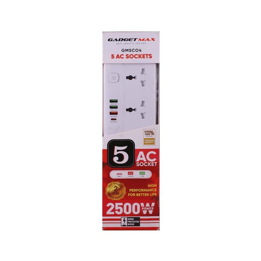 Gadget Max Extension Socket 5Way 6.5FT GMSCO4