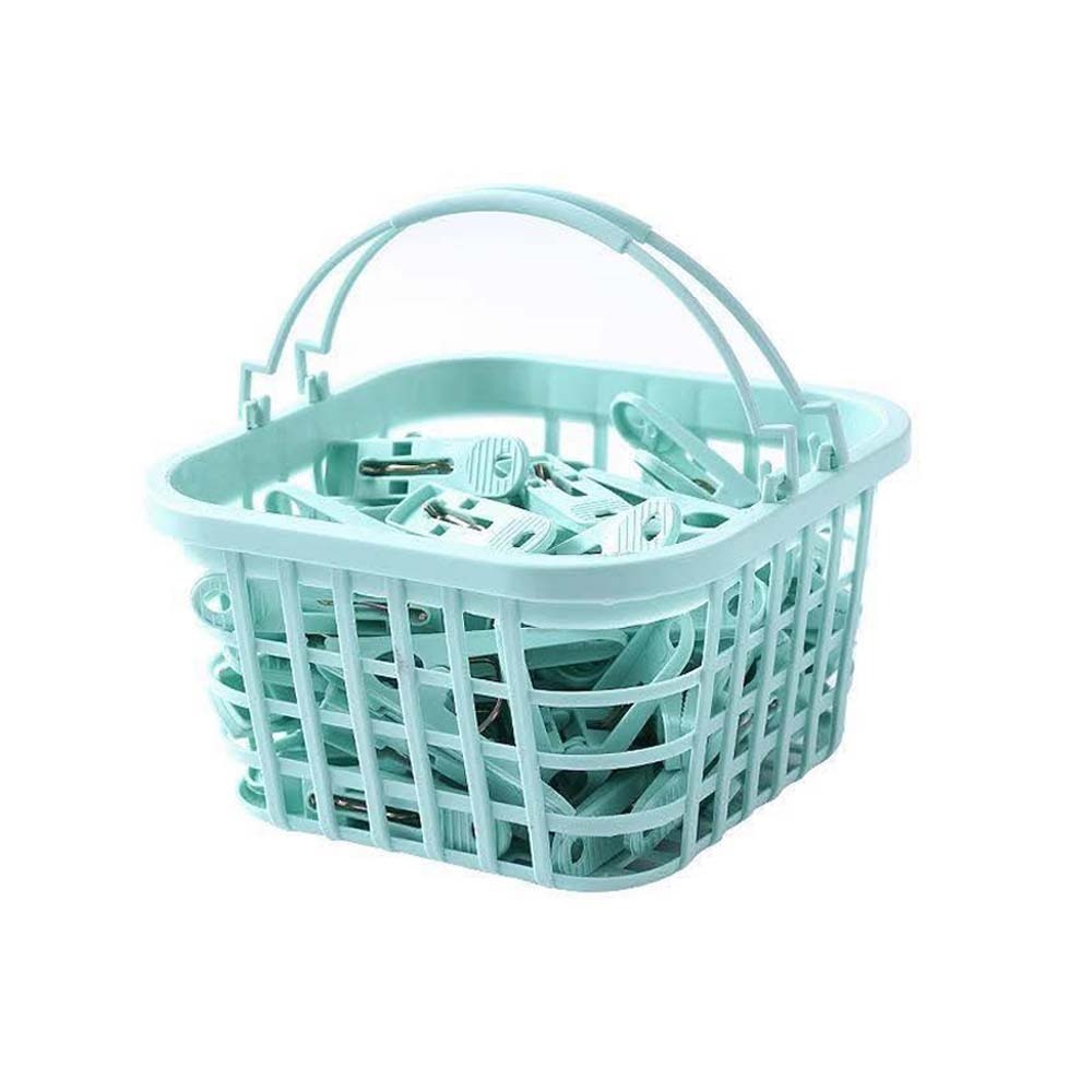 Clothing Portable Clip with Clip Basket 30PCS Green