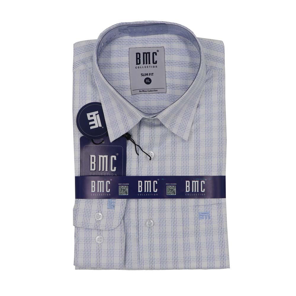 BMC Men Slimfit Shirt Long Sleeve 1320078 Blue Medium