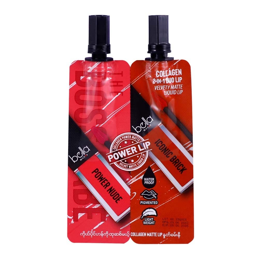 Bella Power Nude & Iconic Brick Collagen 2 IN 1 Duo Lip 2.4G (Boss Babe)
