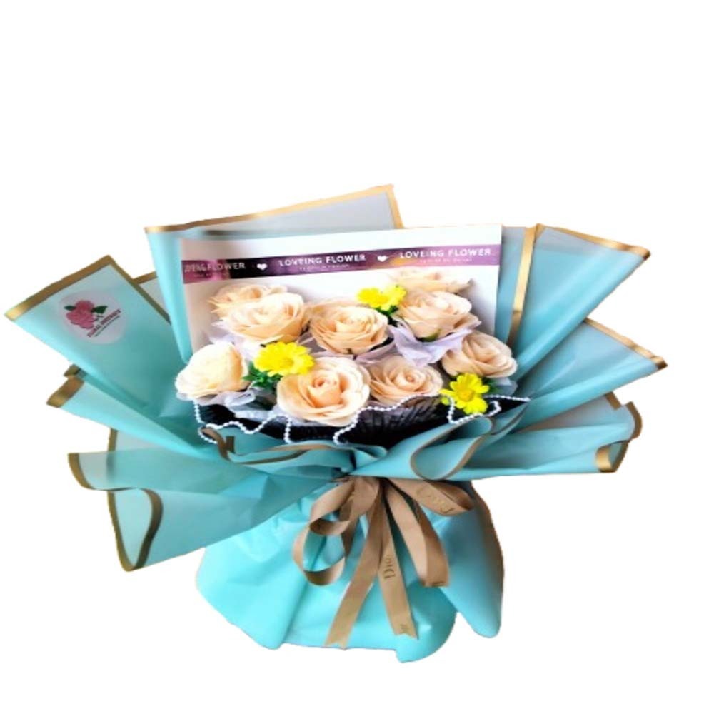 Floral District Light Yellow Roses Artificial Bouquet