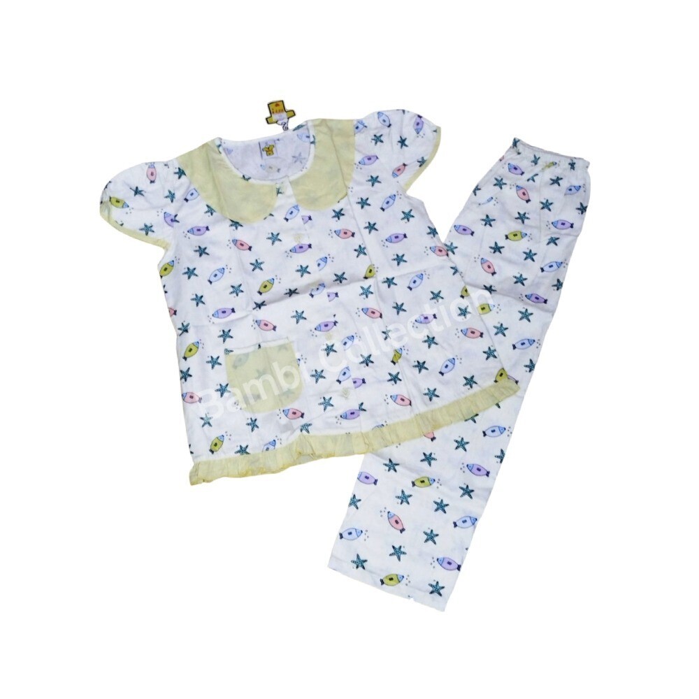 Bambi Baby Night Wear Silk Cotton One Set BAMBI_BABY03_7 Yellow (3 Years)