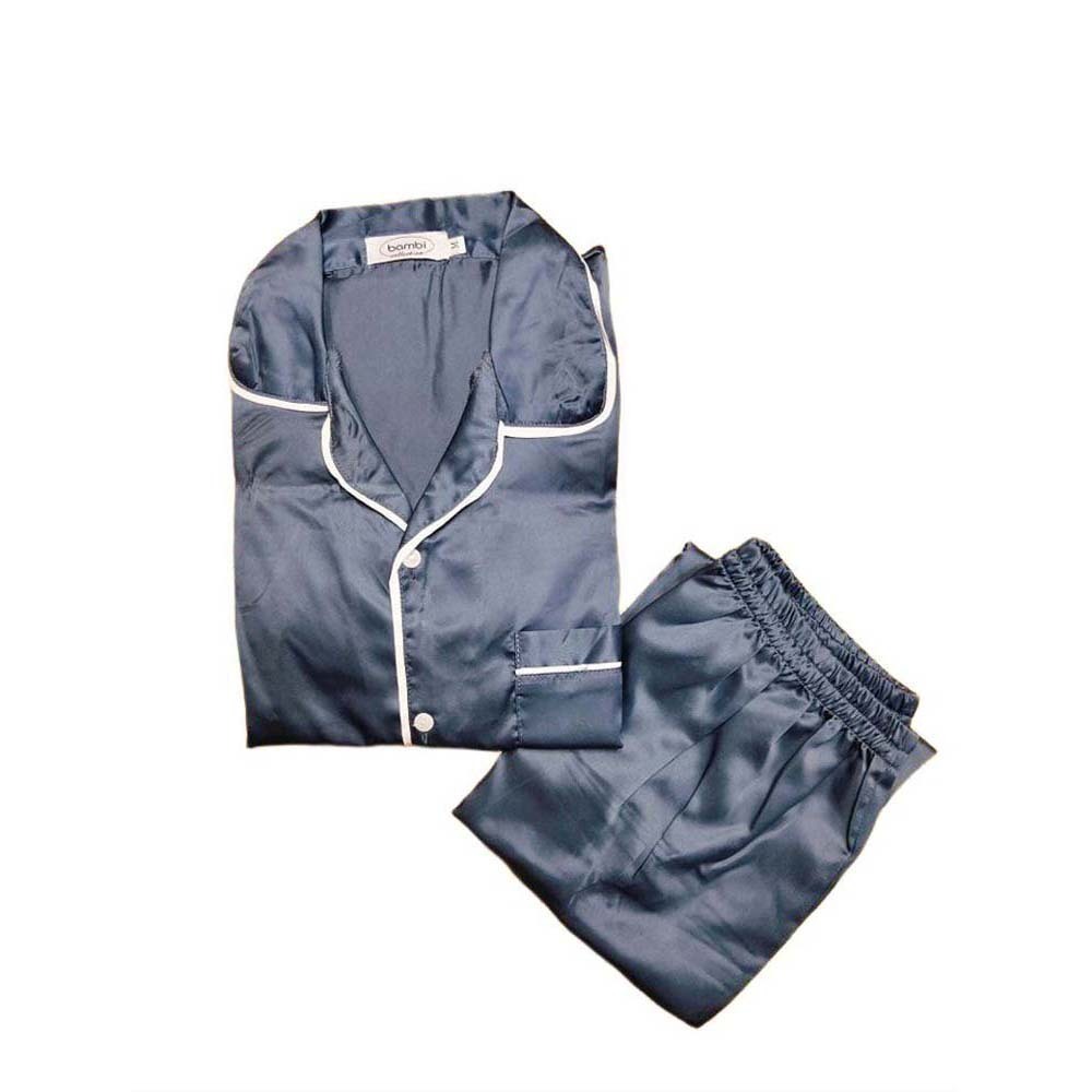 Bambi Women Silk Pajamas One Set Gray AA0015 Large