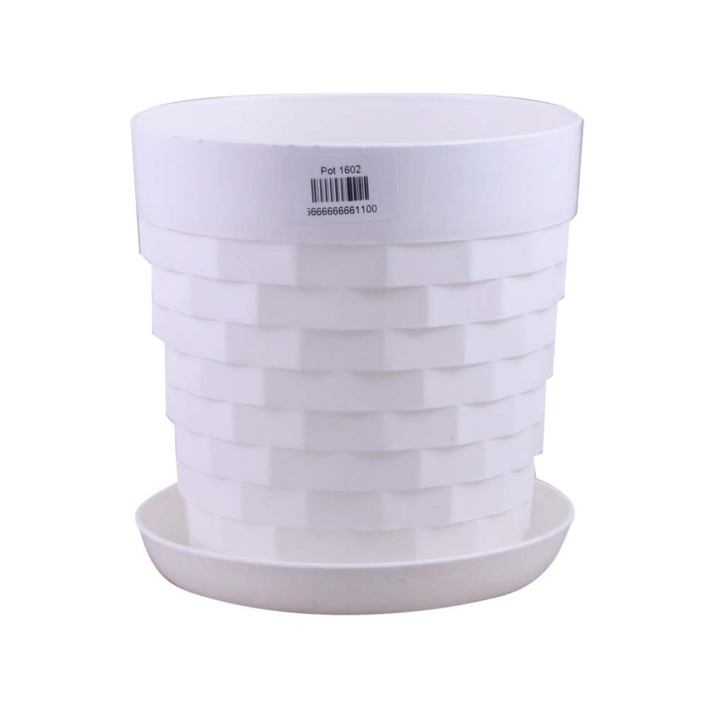 Plastic Flower Pot With Base 13x9.5x13.5CM No.1602