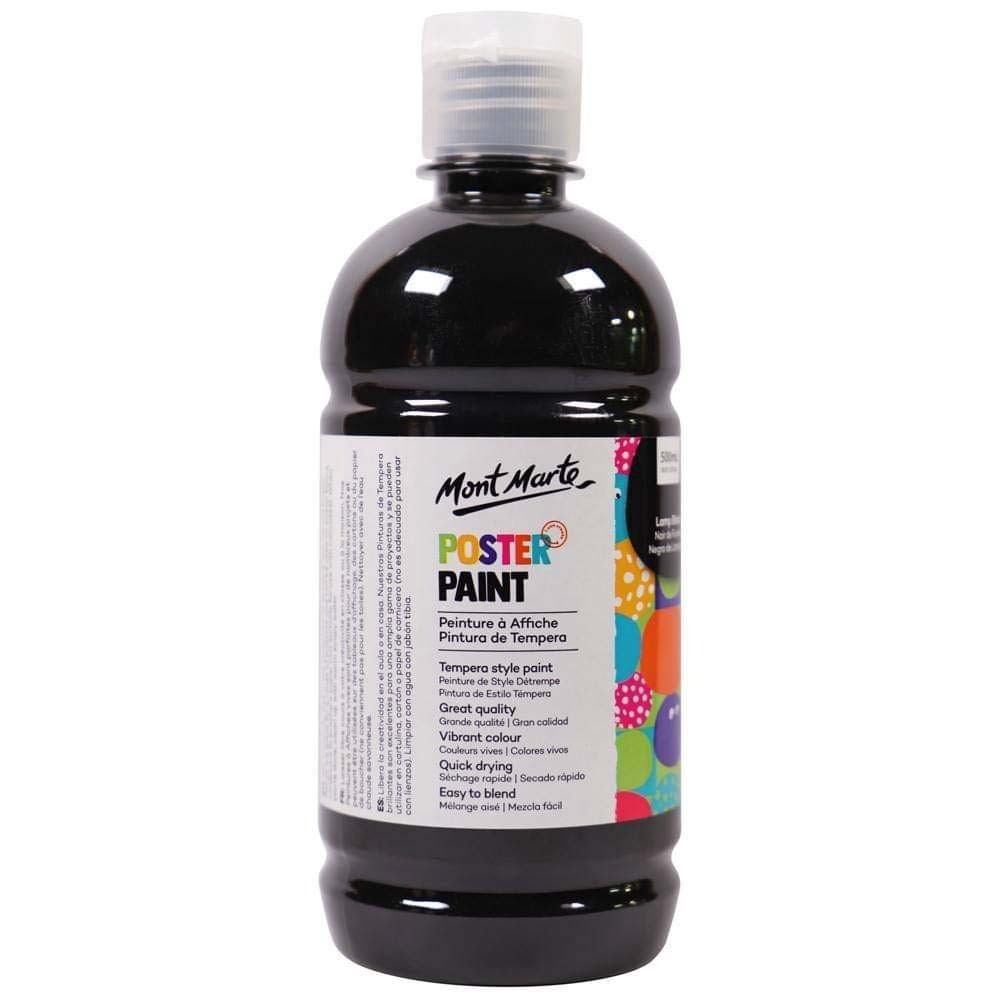 Mont Marte Poster Paint 500ML - Lamp Black