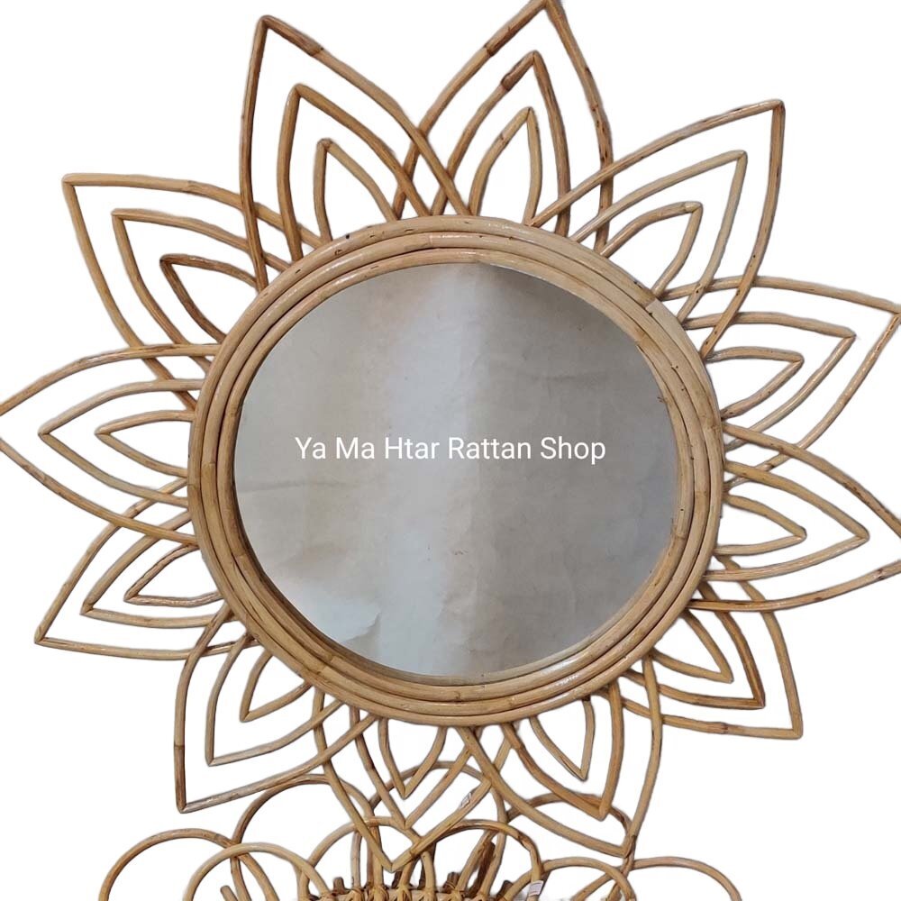 Rattan Mirror Lemon Yellow 1PC (Random Design)