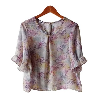 Kudos Floral Chiffon Blouse Red B-003-R Large