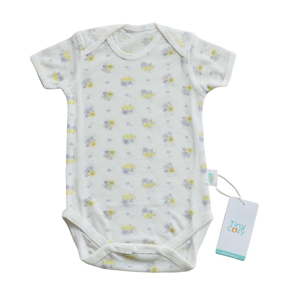Tiny Cozy Airy Cotton Body Suite (Short Sleeve) TC2023M Yellow & Purple