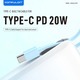 Konfulon A37Q (20000mAh Fast Charging 22.5W Built-in Cable Power Bank) + Lightning Cable Blue
