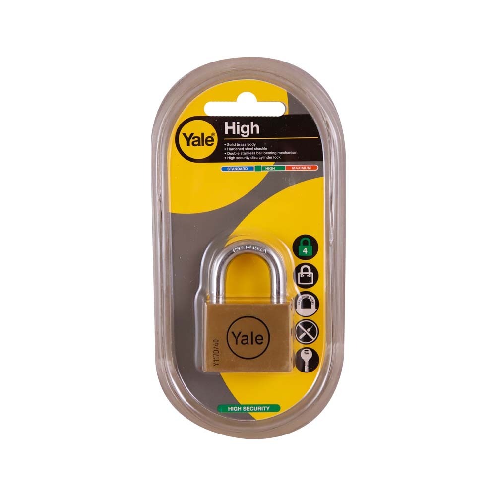 Yale Solid Brass Padlock Y117D-40-121-1