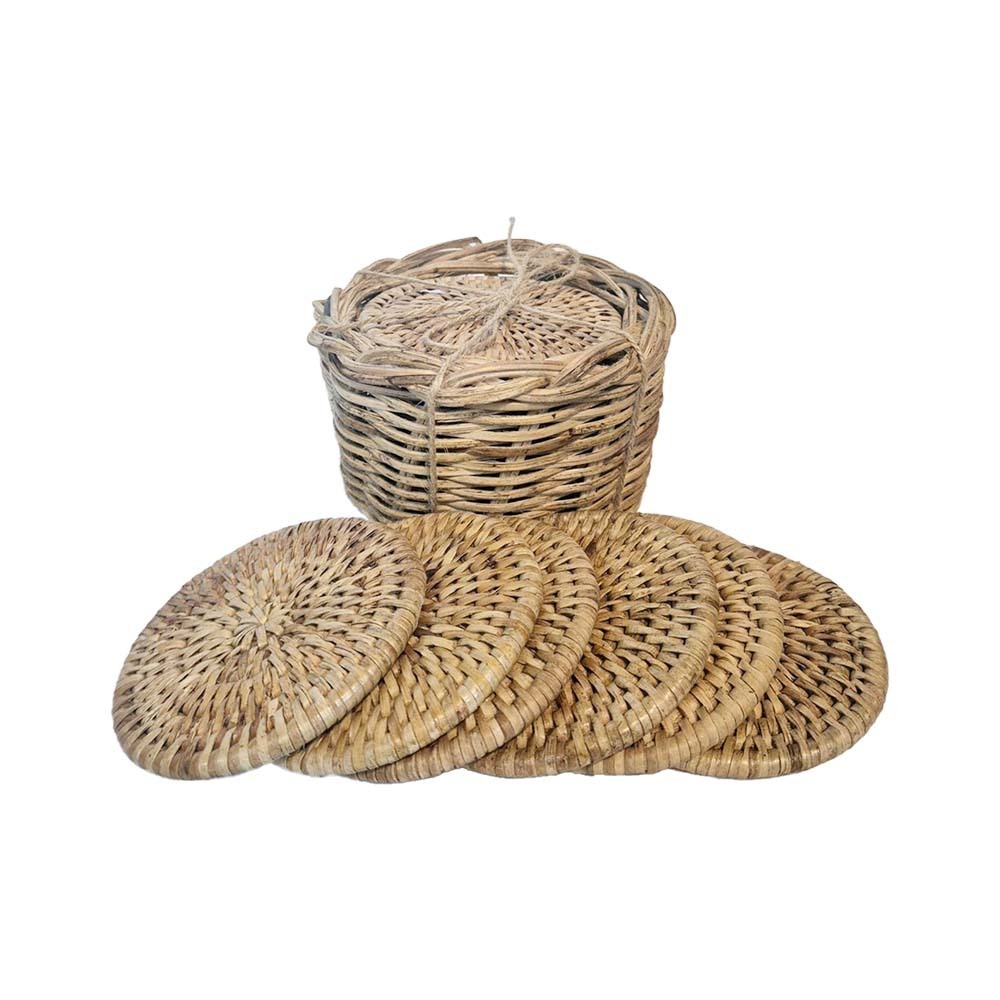Ya Ma Htar Rattan Coaster Set 6PCS