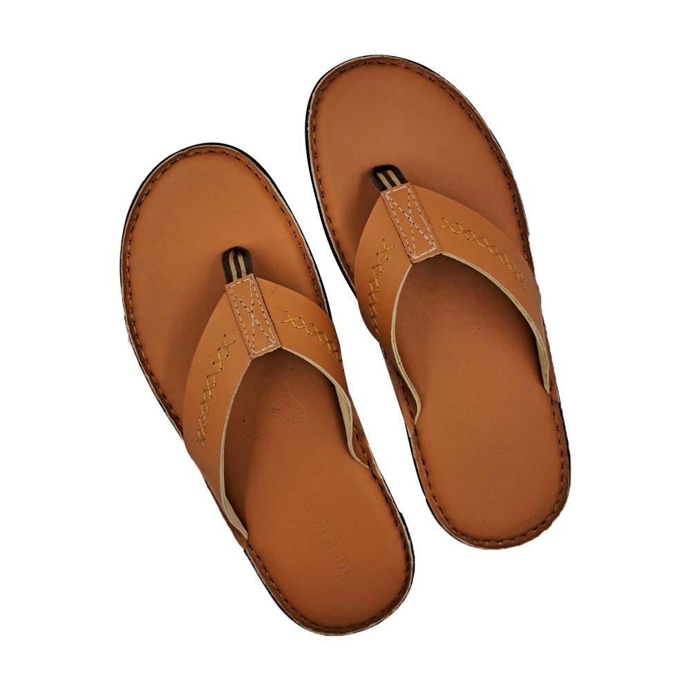 Sin Pauk Men Leather Slipper YS-006 Beige (No-38)