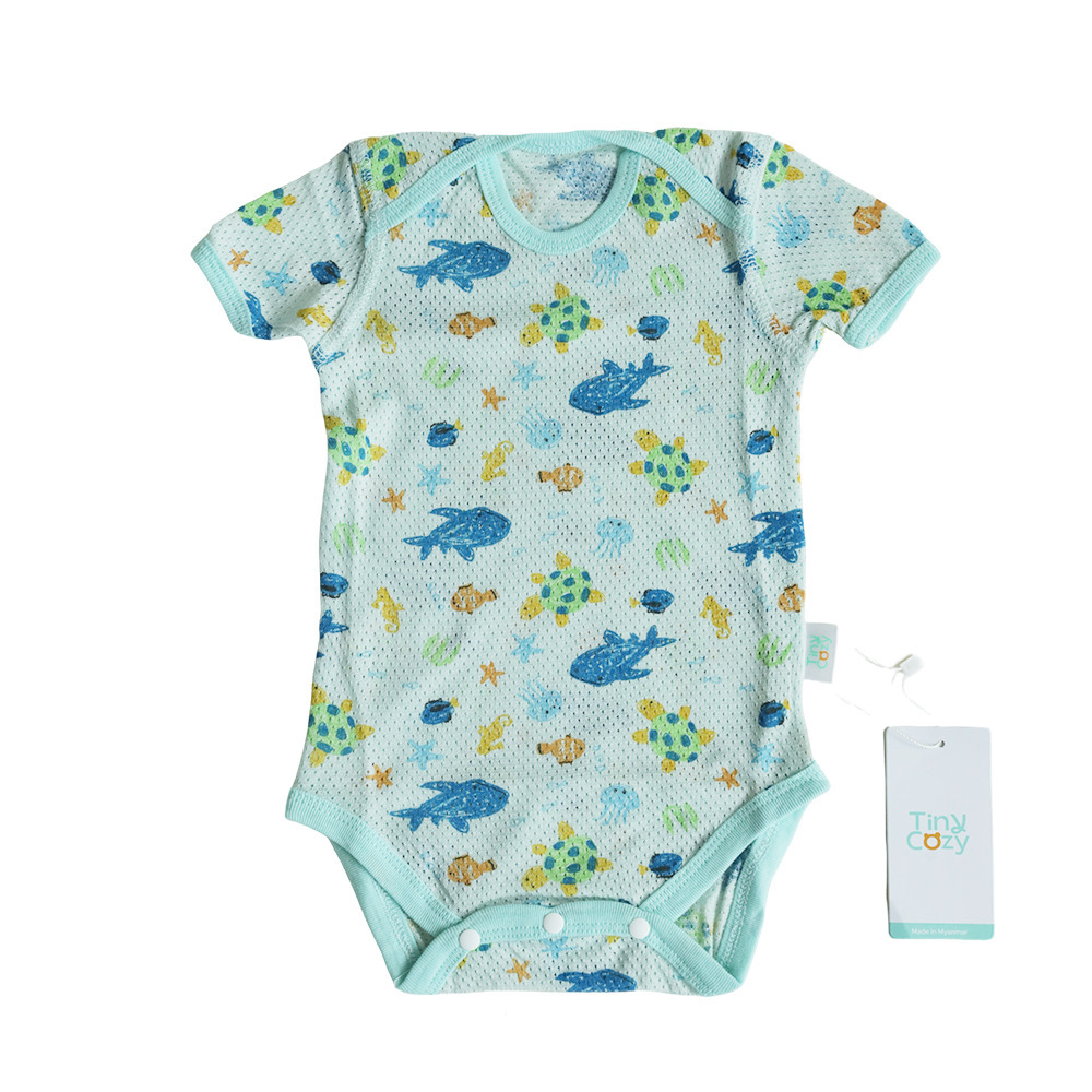 Tiny Cozy Airy Cotton Body Suite (Short Sleeve) TC20212M Ocean