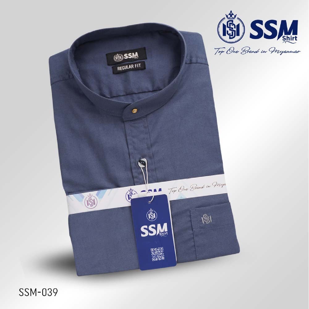 Madarin Collar Shirt Short Sleeve 3XL (Blue Slate Gray) SSM-O-P-S-039