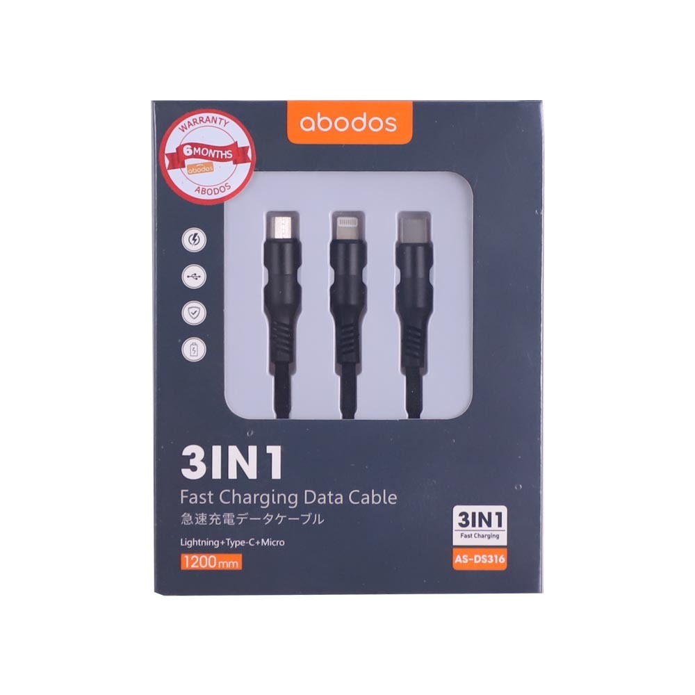 Abodos 3In1 Fast Charging Data Cable AS-DS316