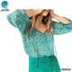 The Ori Women Long Sleeve Top LBD022 Light Green Floral (Large-44)