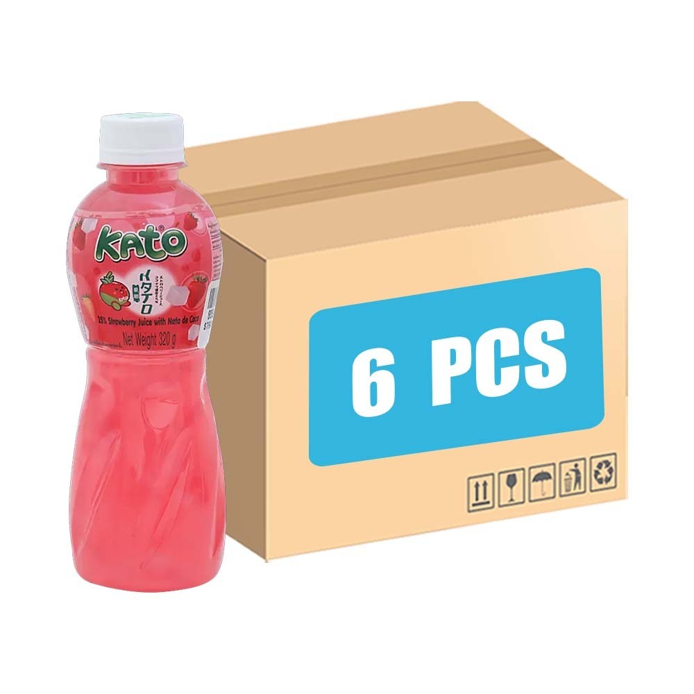 Kato Strawberry Juice with Nata De Coco Jelly Drink 320Gx6PCS