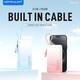 Konfulon A36Q (10000mAh Fast Charging 22.5W Built-in Cable Power Bank) + Lightning Cable Blue