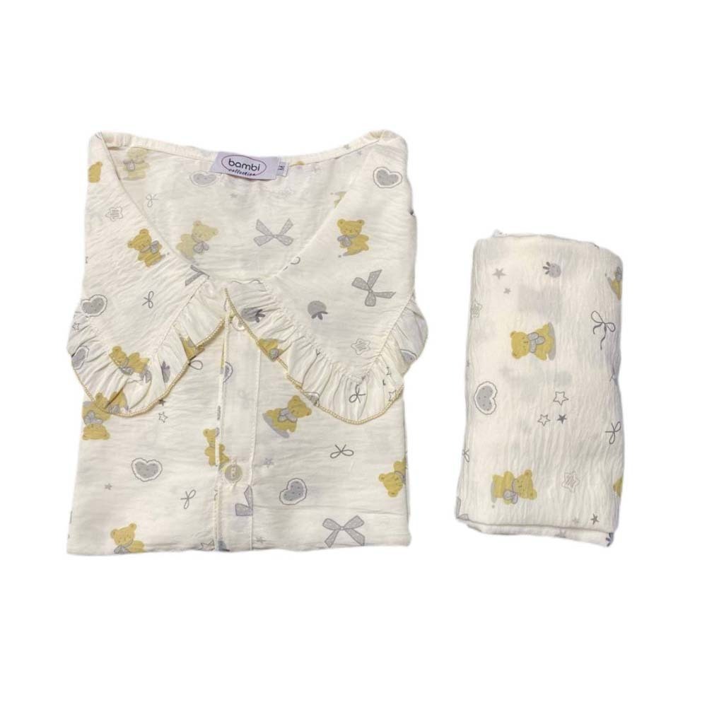 Bambi Womenwear Cottonpuff Oneset S/L Cream AA0059 Medium