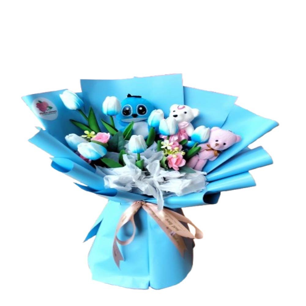 Floral District Artificial Tulip & Doll Bouquet