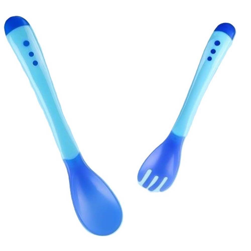 Youman Temperature Change Spoon And Fork Set (0 Months+) Blue