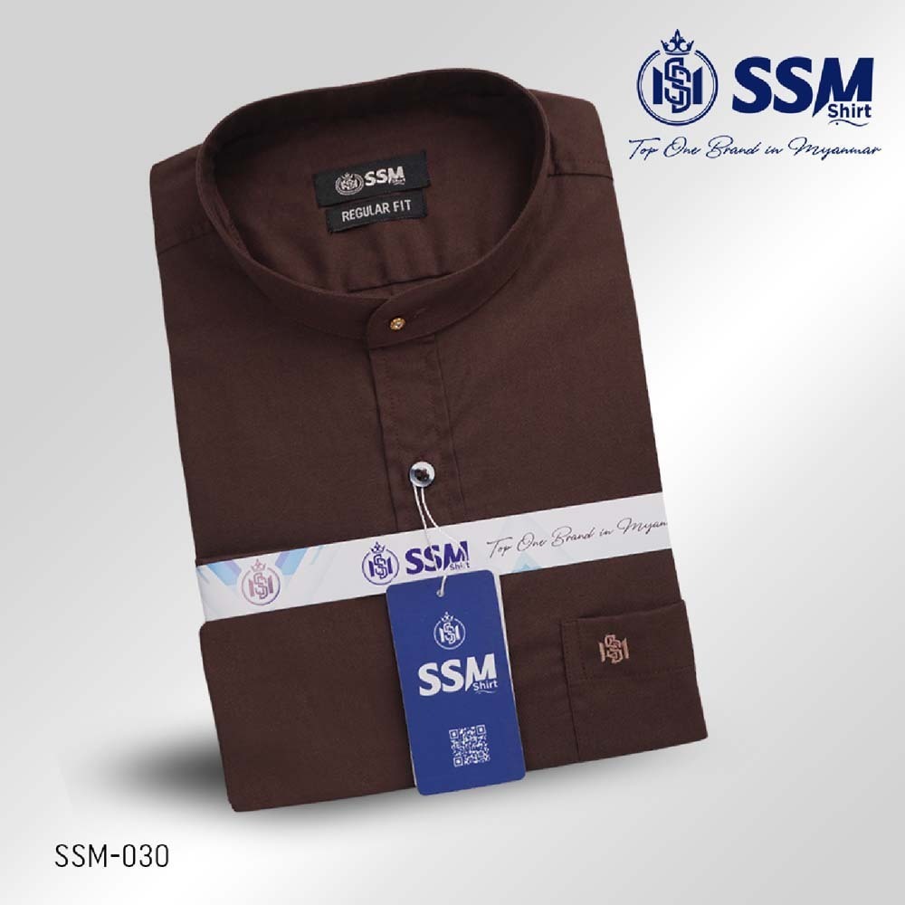 Madarin Collar Shirt Short Sleeve Large (Wood Brown) SSM-O-P-S-030