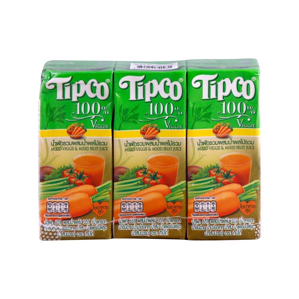 Tipco 100% Mixed Veggie & Fruit Juice 200MLx3PCS
