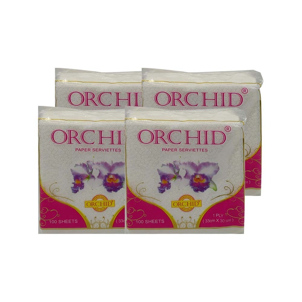 Orchid Paper Serviettes 100Sheets 1Ply 4PCS