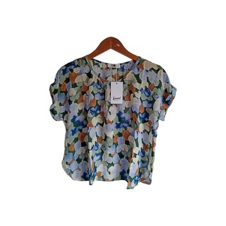 Kudos Floral Chiffon Woman Blouse Magenta Pink B-007 Small