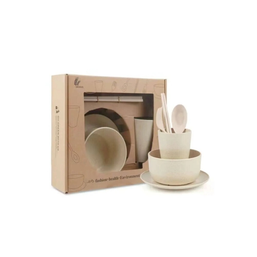 Wheat Straw Dinnerware Set Beige