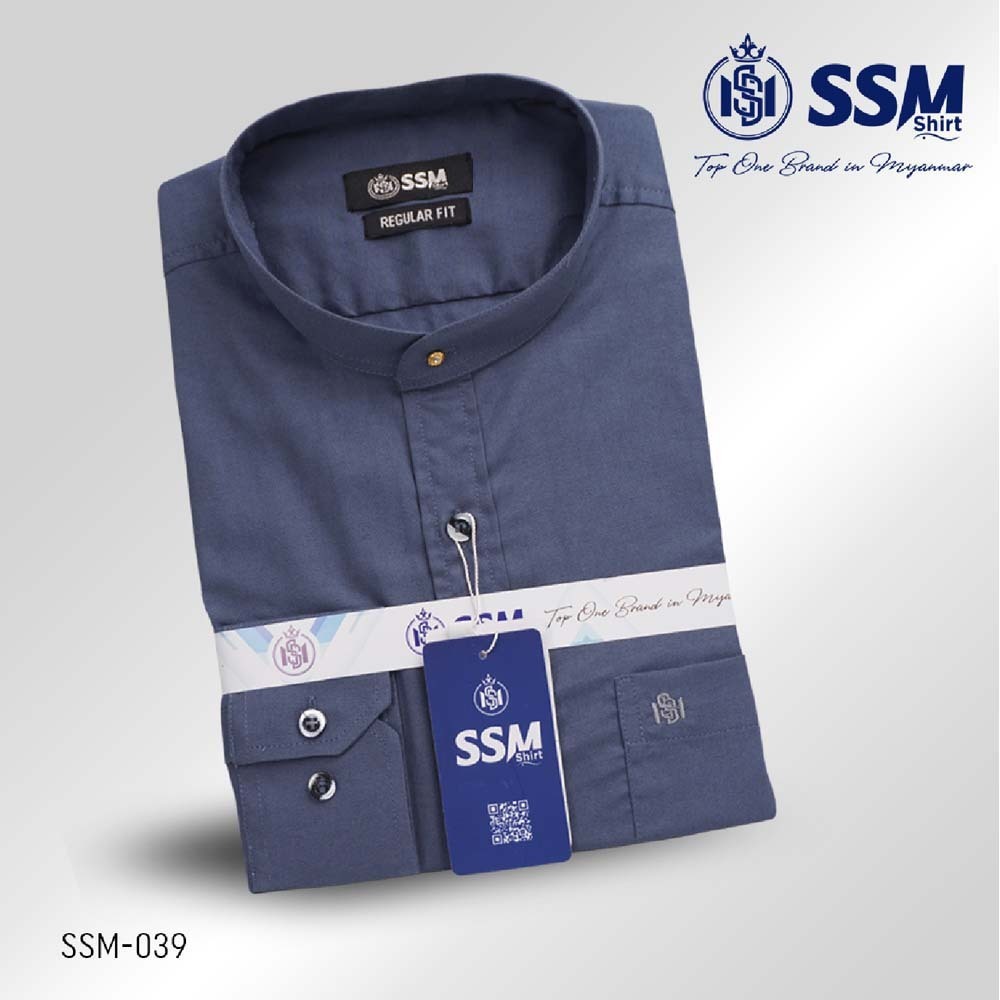 Mandarin Collar Shirt Long Sleeve 2XL (Blue Slate Gray) SSM-O-P-S-039