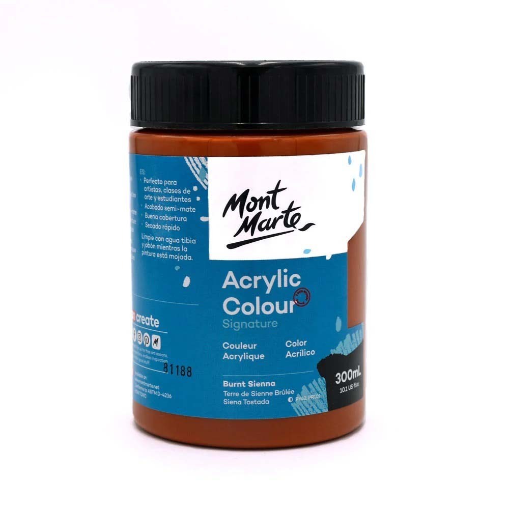 Mont Marte Acrylic Colour Paint Signature 300ML Burnt Sienna