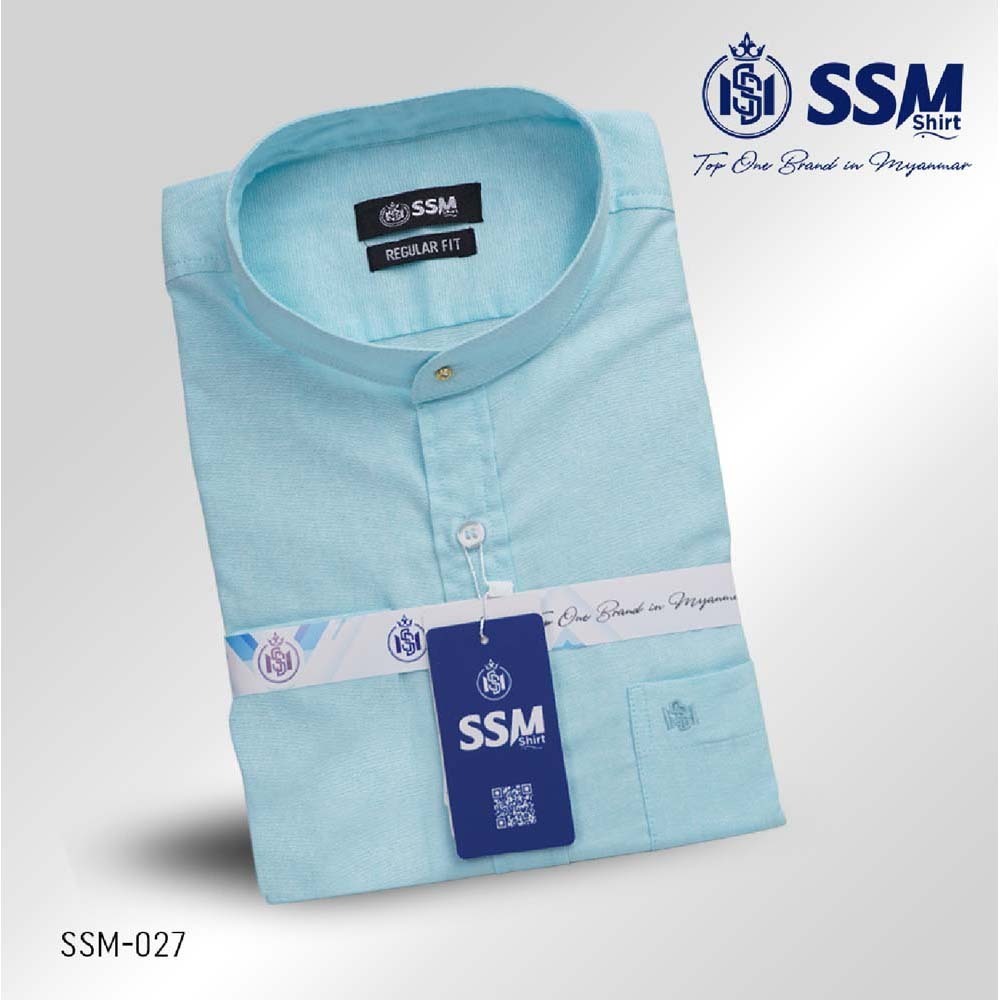 Madarin Collar Shirt Short Sleeve 3XL (Cyan Blue) SSM-O-P-S-027