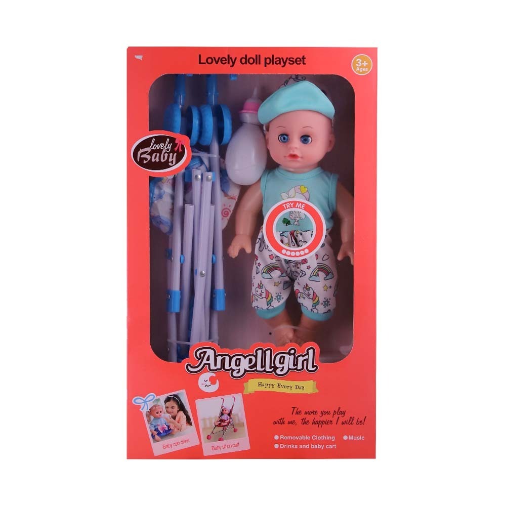 Sf Angel Girl Baby Doll With Baby Cart No.3815