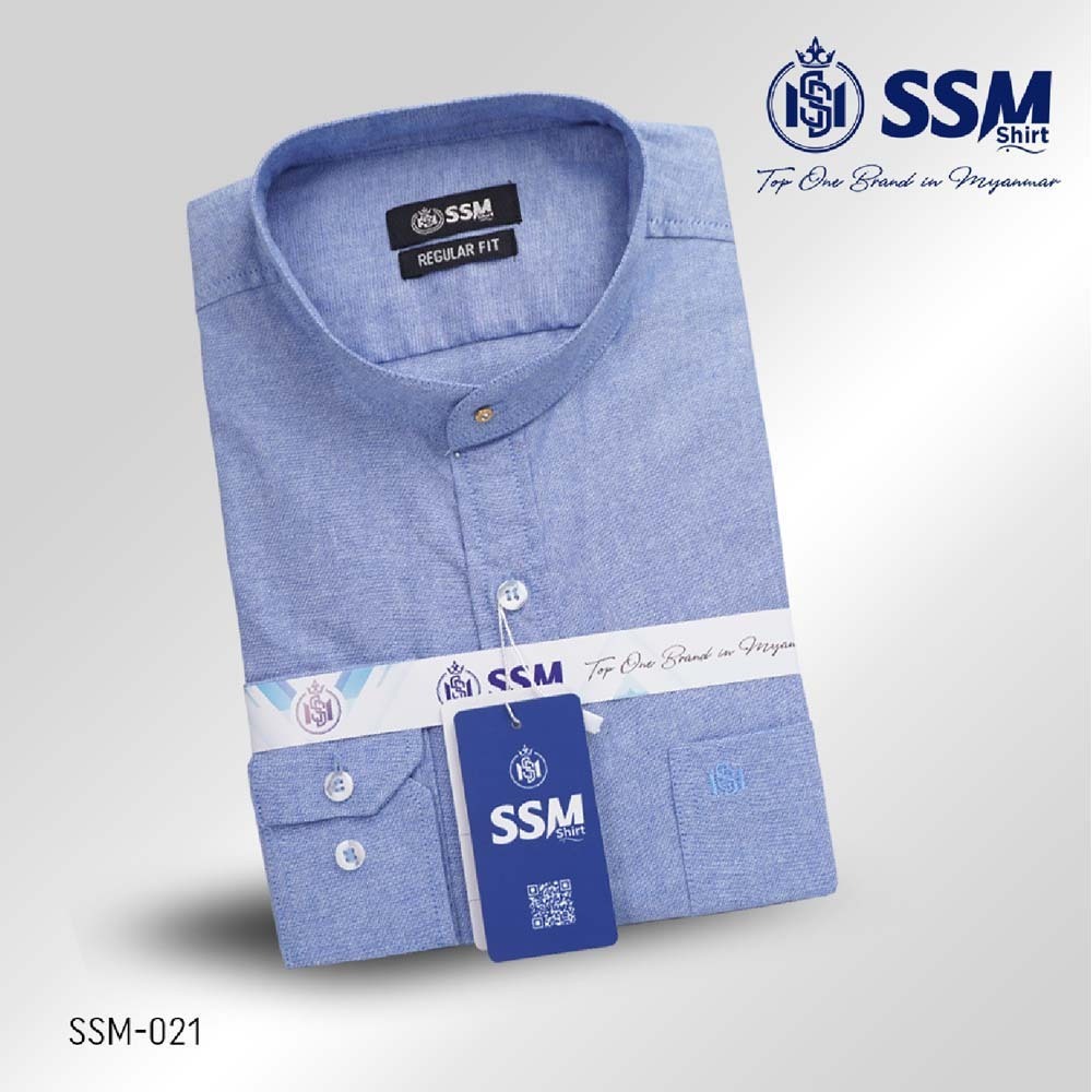 Mandarin Collar Shirt Long Sleeve 2XL (Denim Blue) SSM-O-P-S-021
