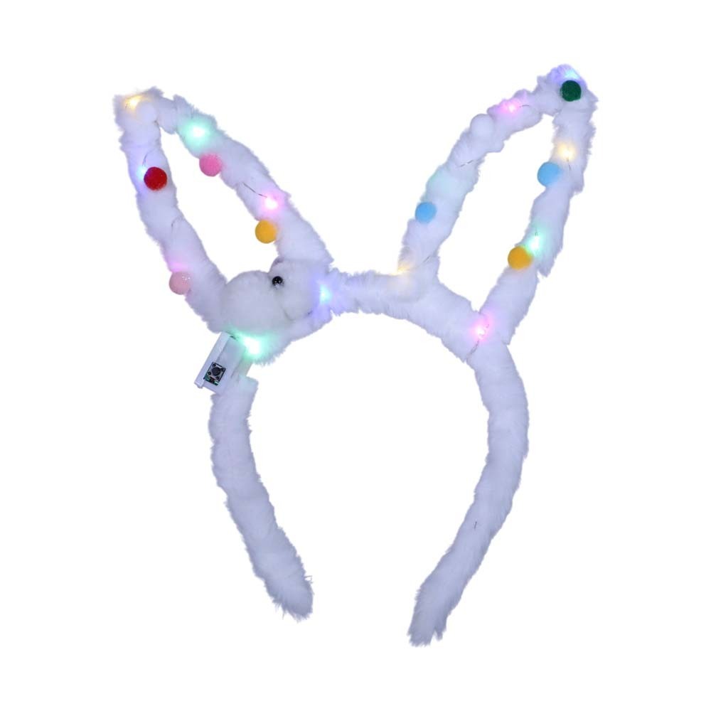 Uncle Gyi LED Light-Up Plush Rabbit Ears Headband White 10PCS