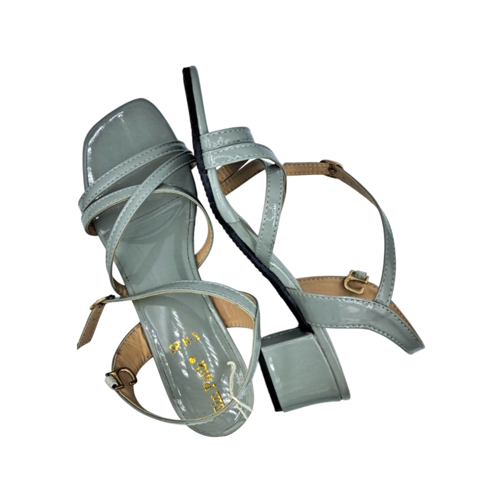 Sin Pauk Women Leather Wedge Sandal SP H-3 Gray (No-38)