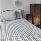 S&J Double Bed Sheet White Double Line Checked  SJ-01-18