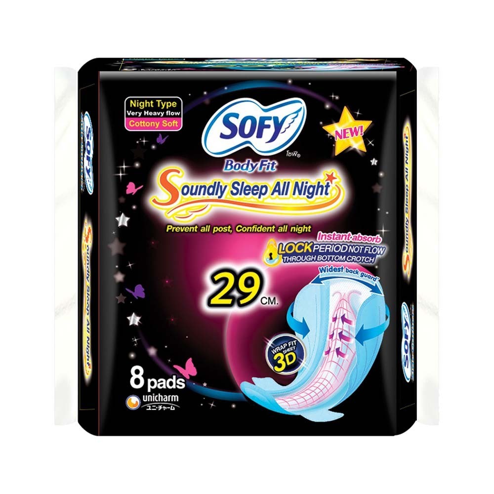 Sofy Body Fit Cottony Soft Night Sanitary Napkin Pads 29cm 8PCS