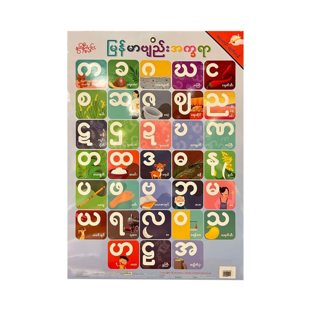 Myanmar Alphabets Poster (Nwe Ni Kan Win)