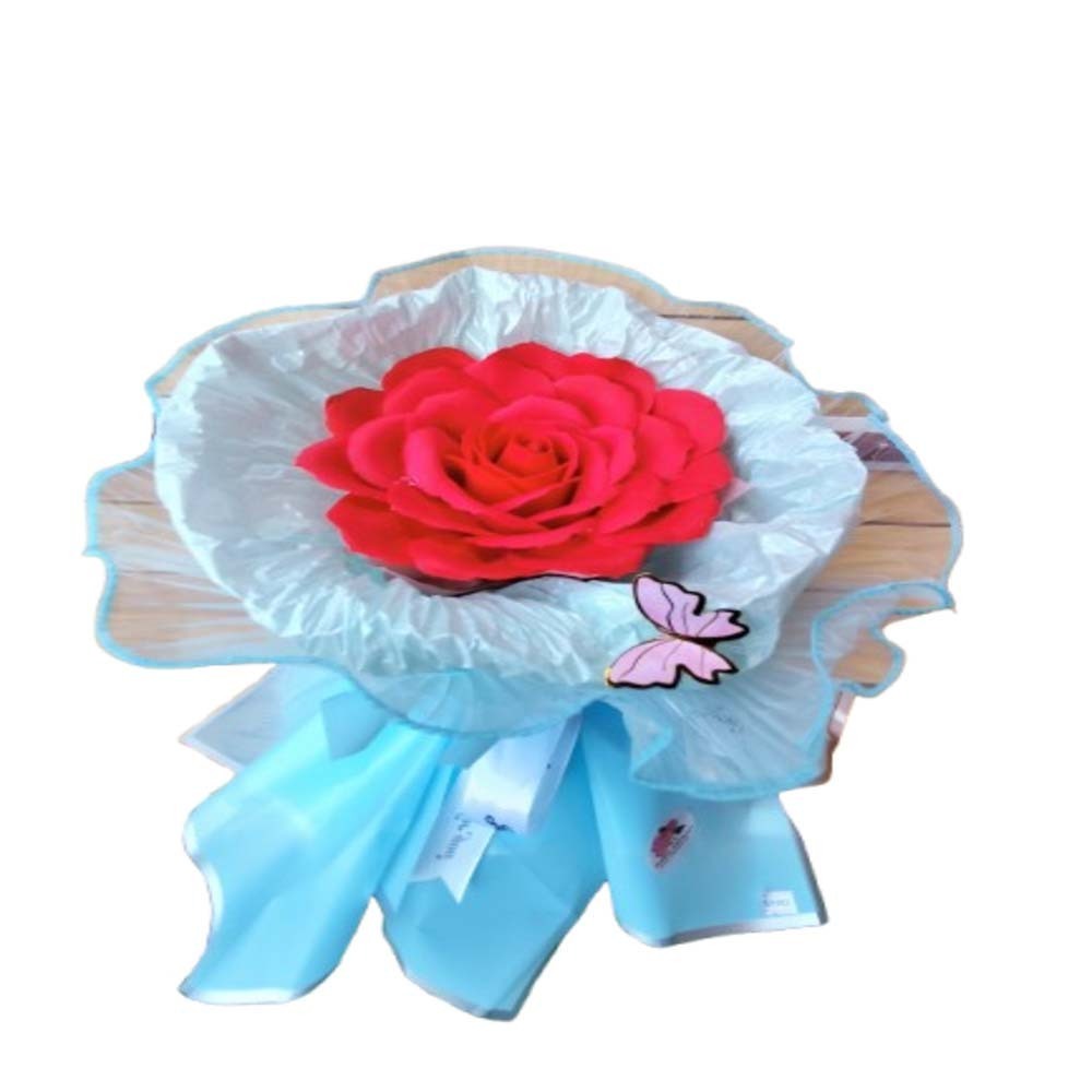 Floral District Red Big Rose Artifical Bouquet