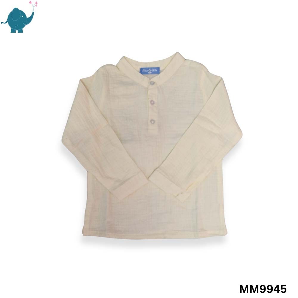Max & Mia Kid Boy Cotton Puff Long Sleeve Shirt MM9945 Light Yellow S (3/4yrs)