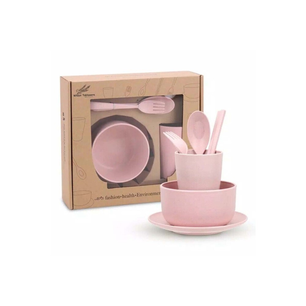 Wheat Straw Dinnerware Set Pink