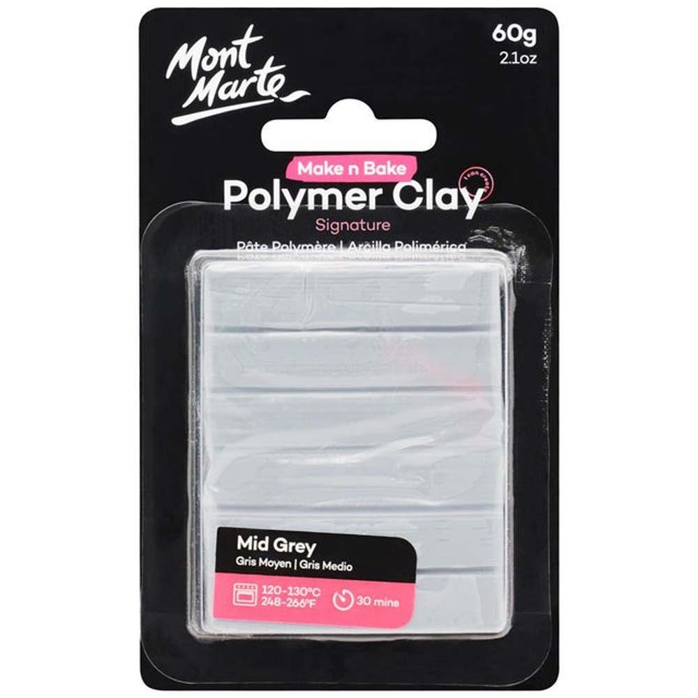 Mont Marte Make N Bake Polymer Clay 60G - Mid Grey