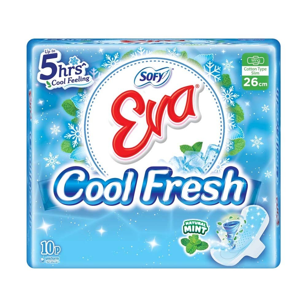 Sofy Eva Cool Fresh Slim Wing Sanitary Napkin Pads 26cm 10PCS
