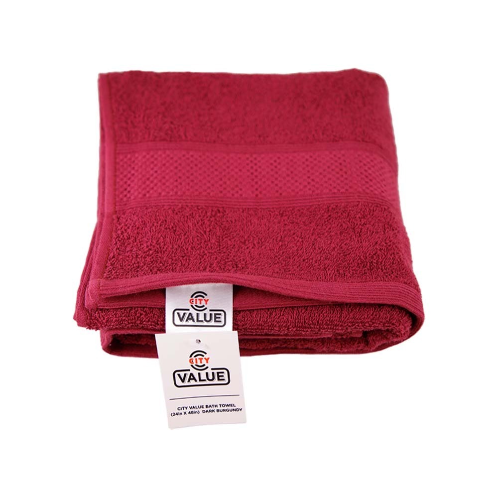 City Value Bath Towel 30x60in Dark Burgundy