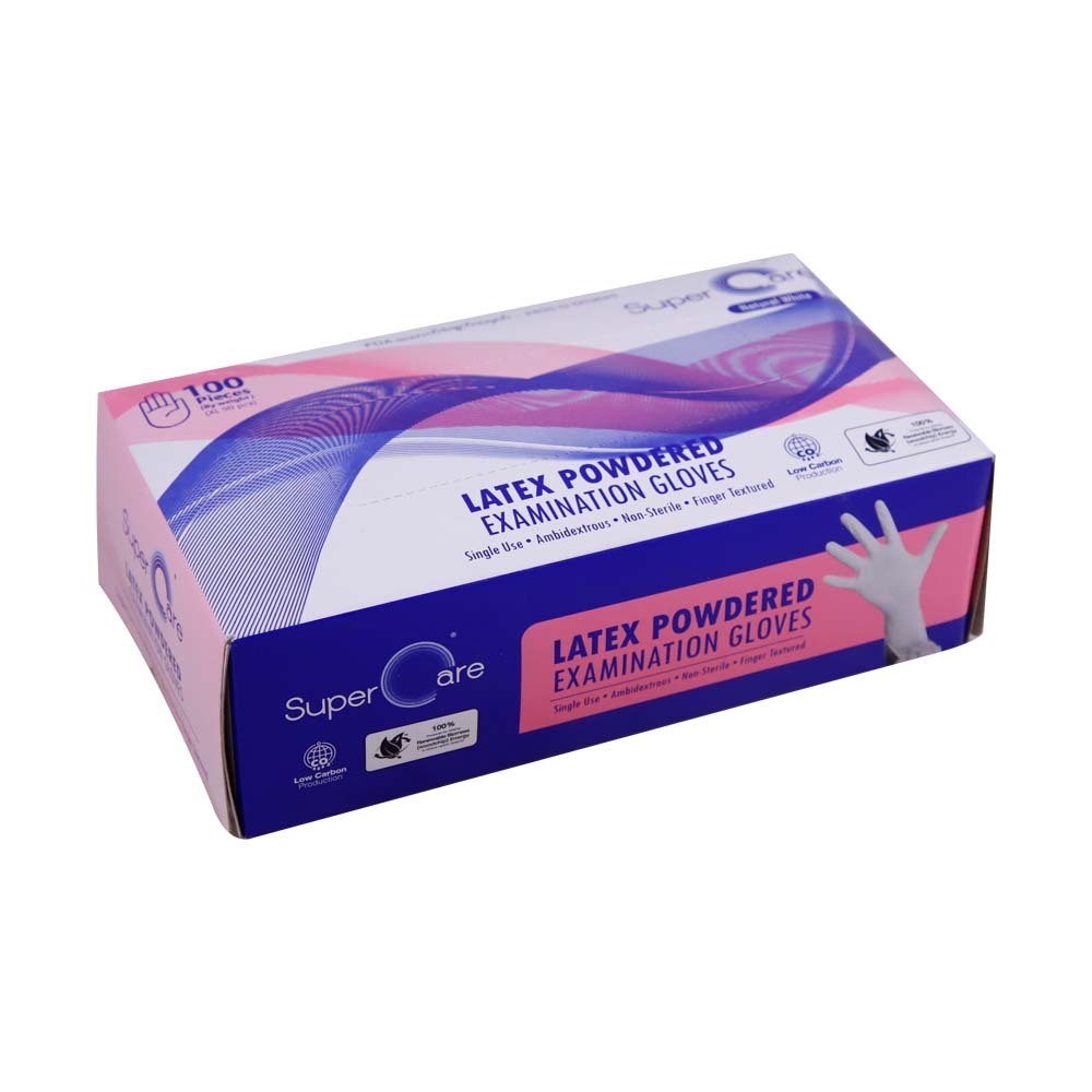 Super Care Latex Powdered Exam Gloves 100PCS (L)