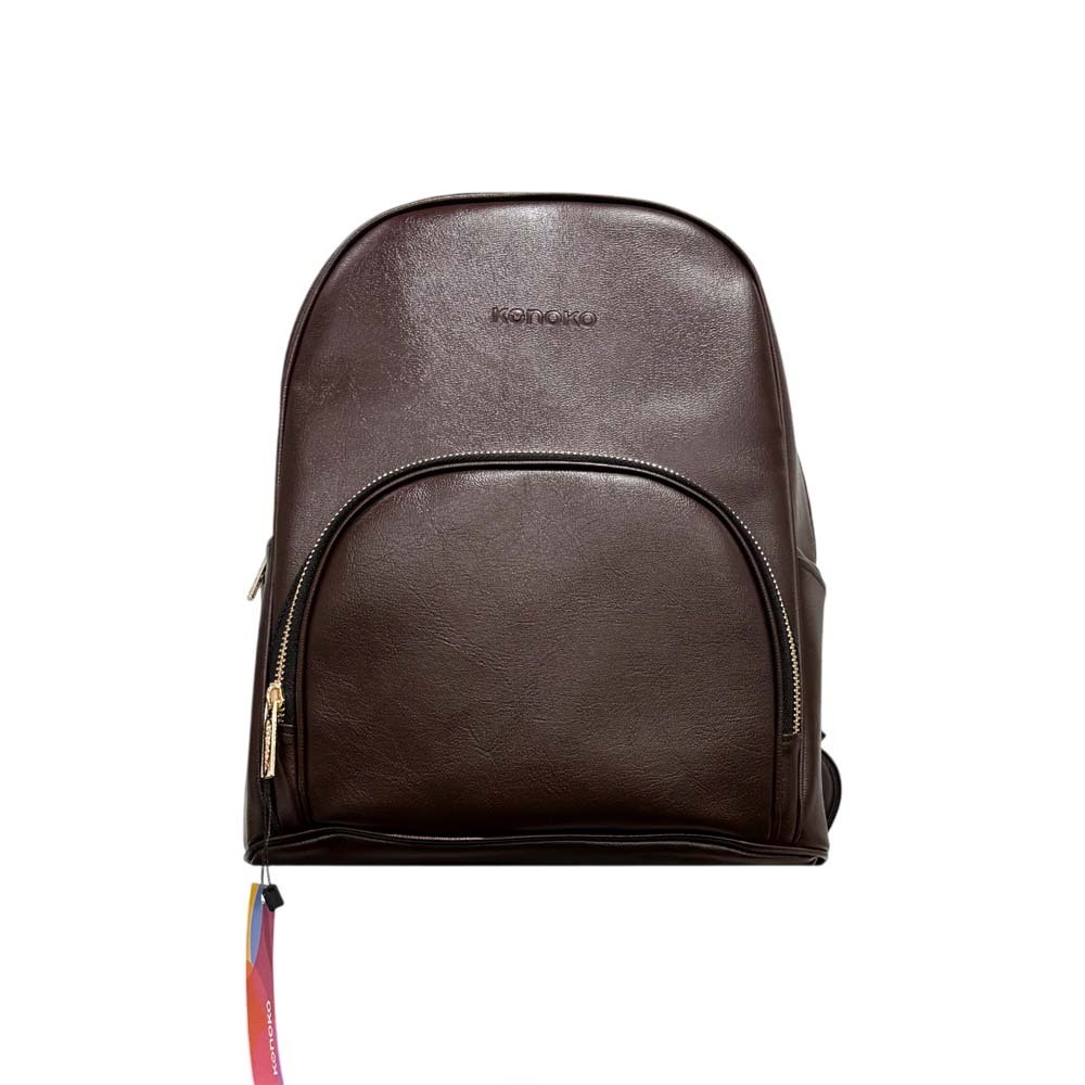 Konoko Leather Middle Logo Backpack Medium (Brown)