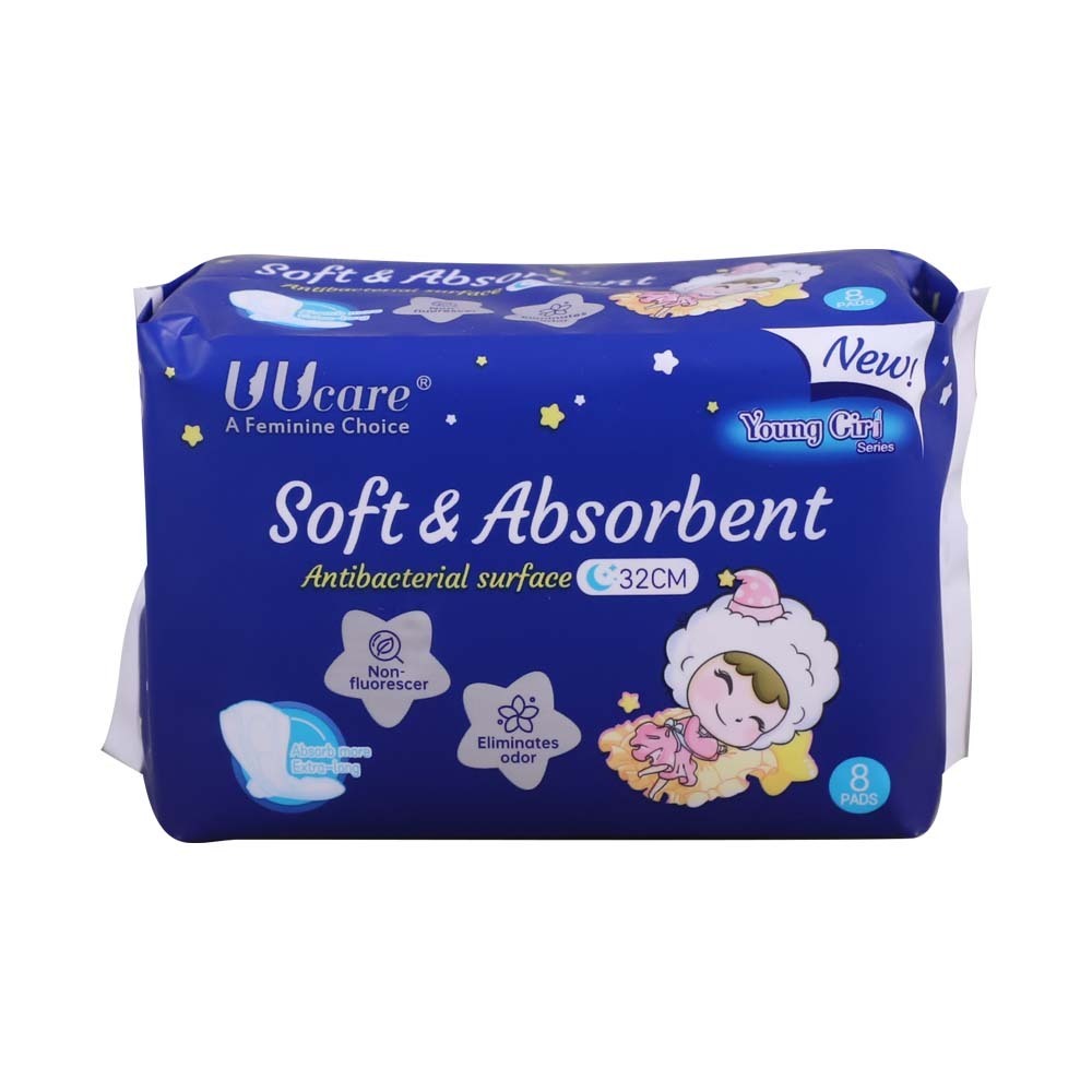 UUcare Young Girl Extra Long Antibacterial Night Sanitary Pads 32cm 8PCS