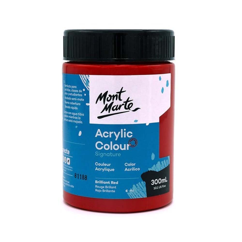 Mont Marte Acrylic Colour 300ML - Brilliant Red